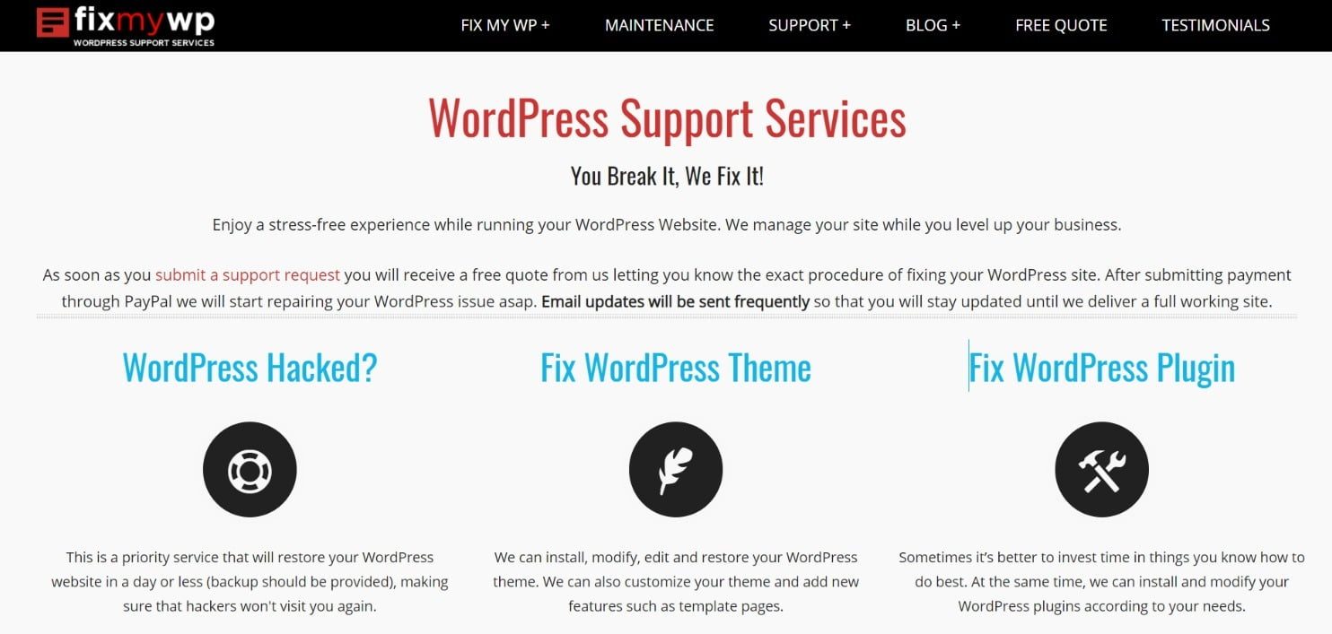 FixMyWP WordPress Management Services