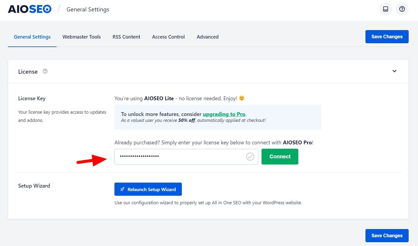 activate the all in one seo plugin