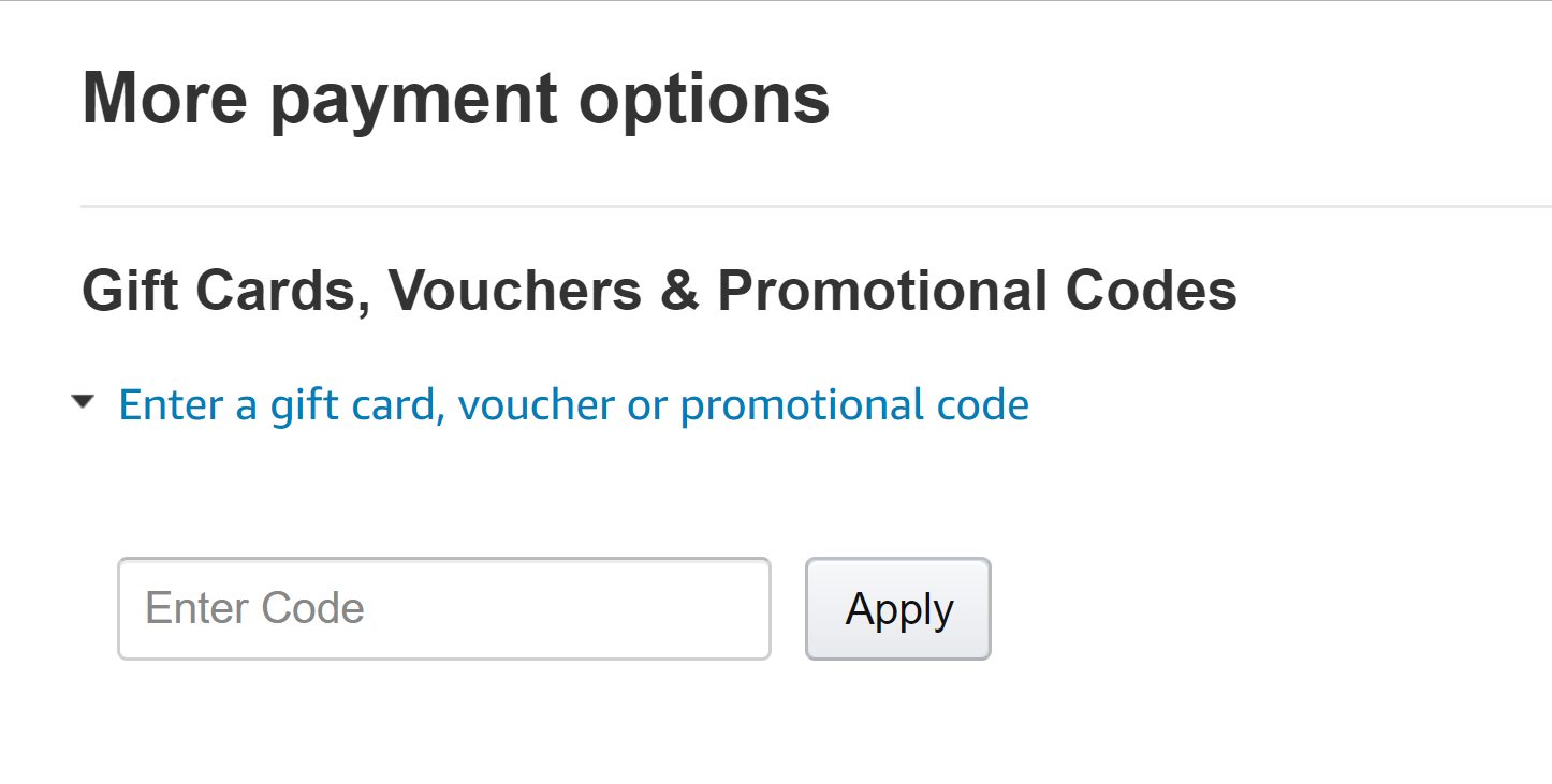 The field to enter a gift card, voucher or promotional code