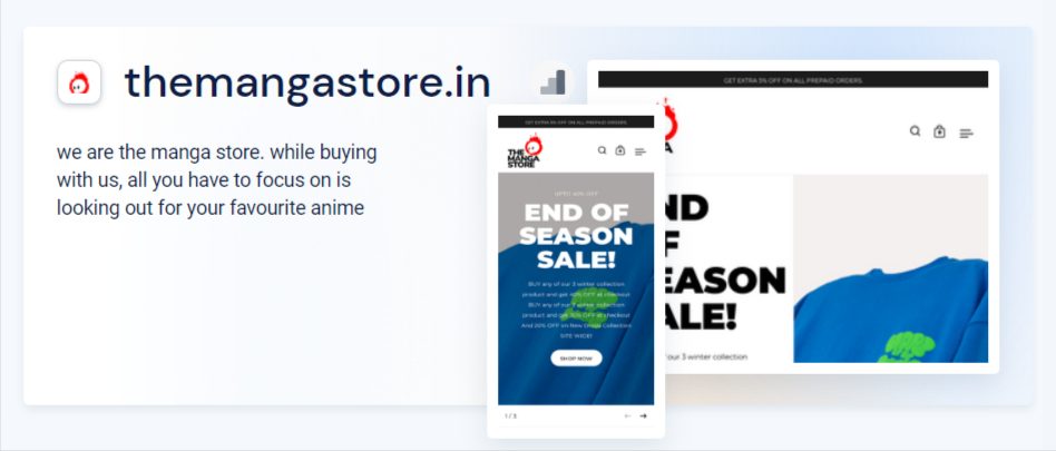 the manga store website performance