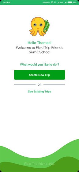 field trip iOS app screen 1